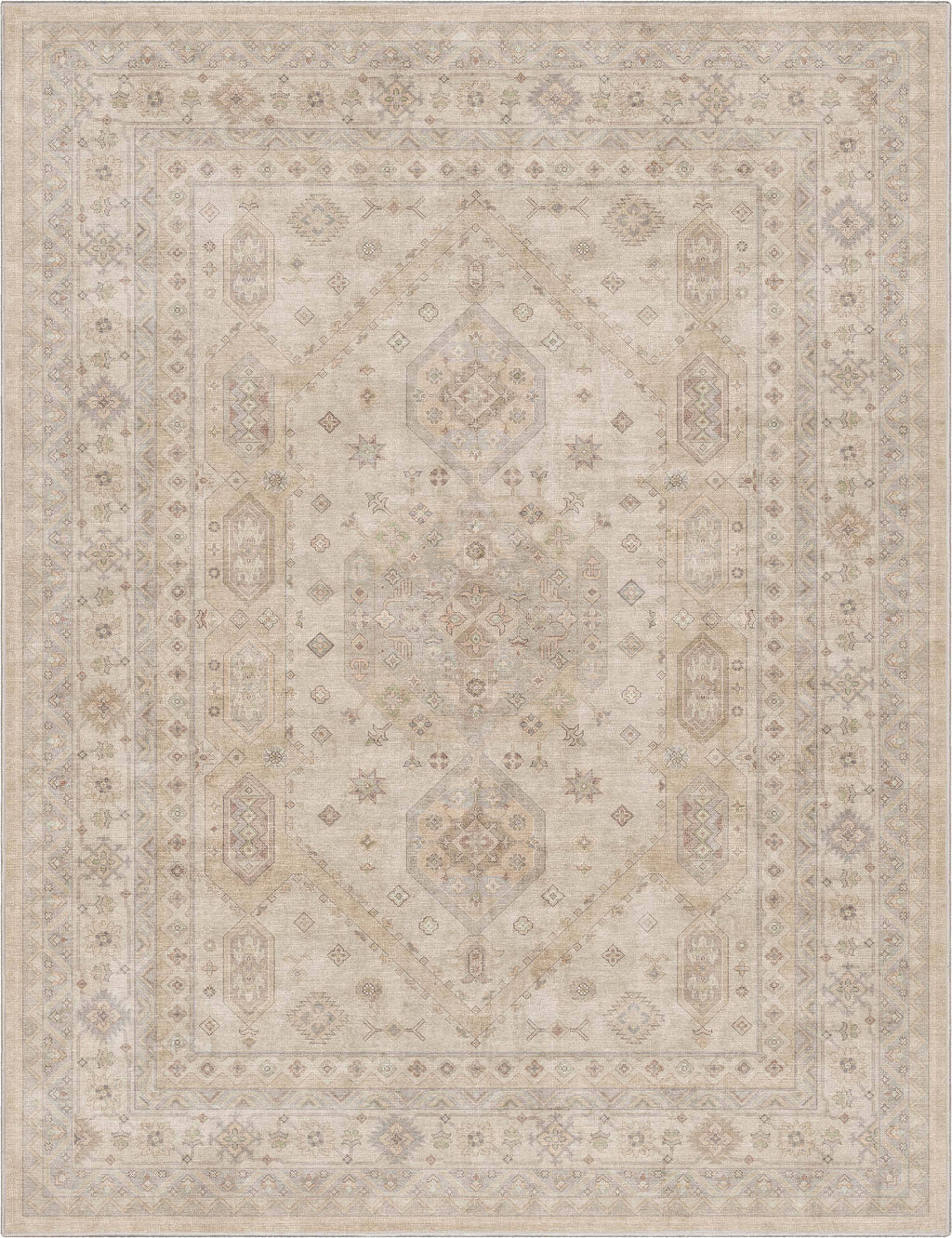 Nicosia Vintage Tribal Medallion Beige Flat-Weave Rug: Rectangular / 9'10 x 13'