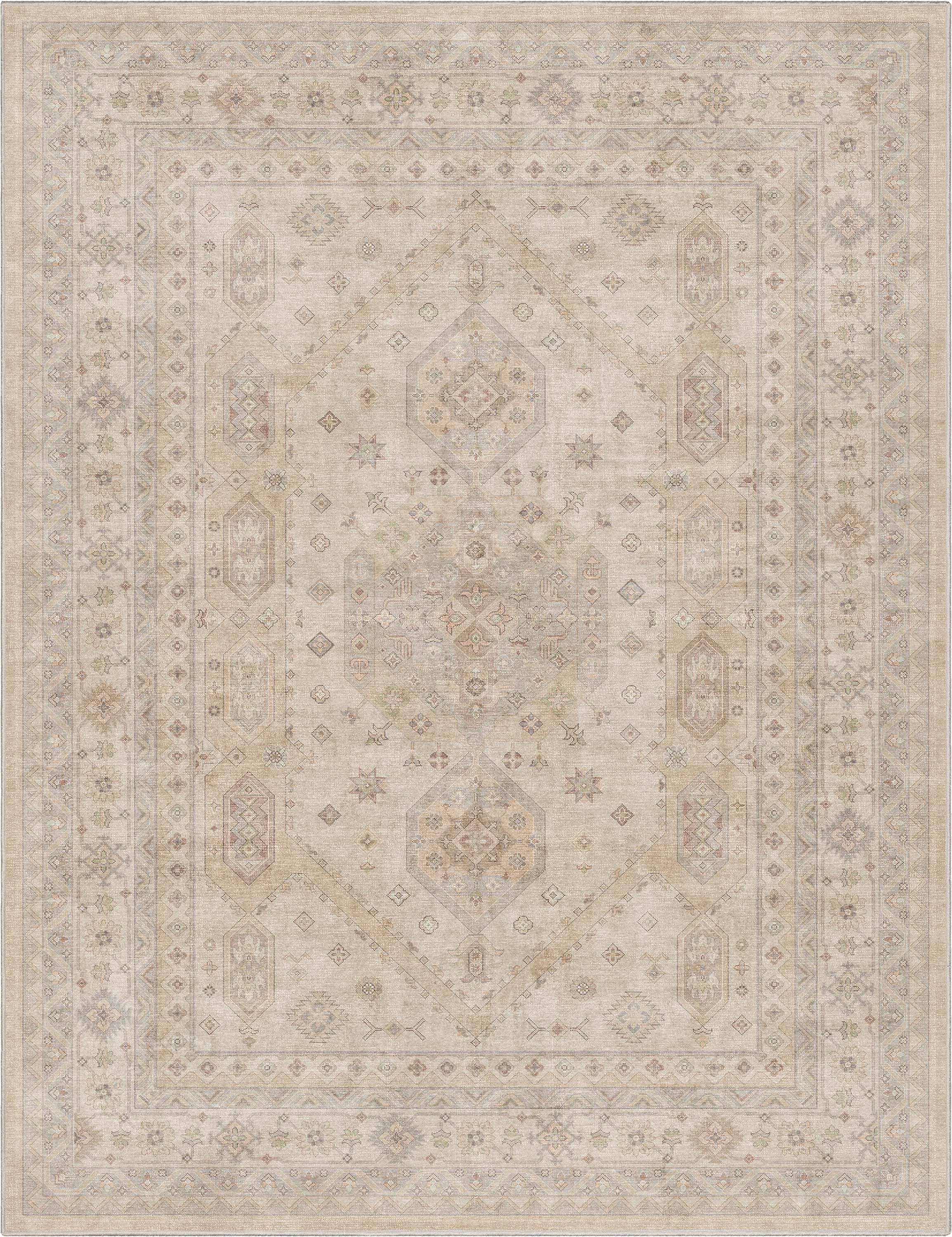 Nicosia Vintage Tribal Medallion Beige Flat-Weave Rug: Rectangular / 9'10 x 13'