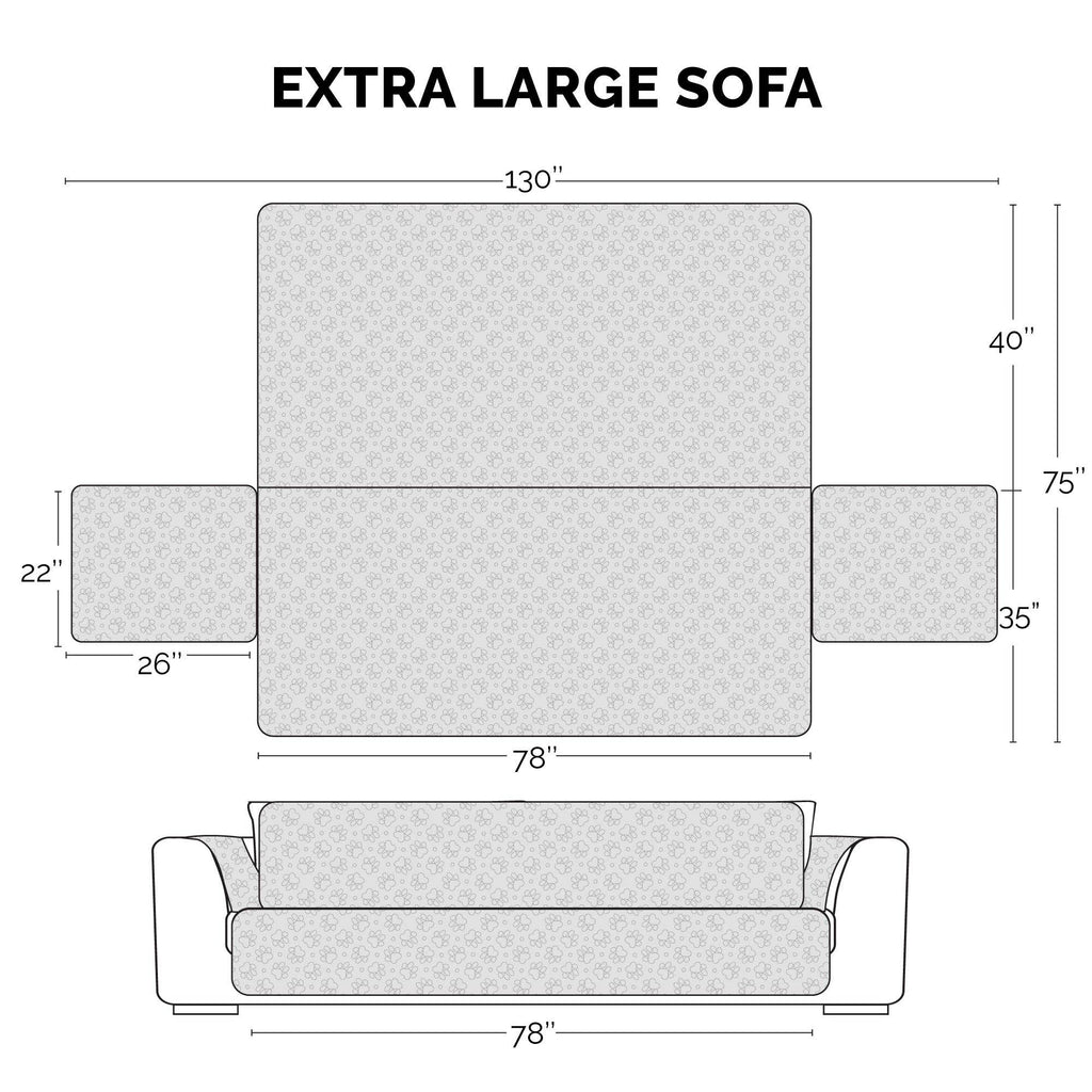 Non-Skid Back Waterproof Furniture Protector: Sofa / Gray