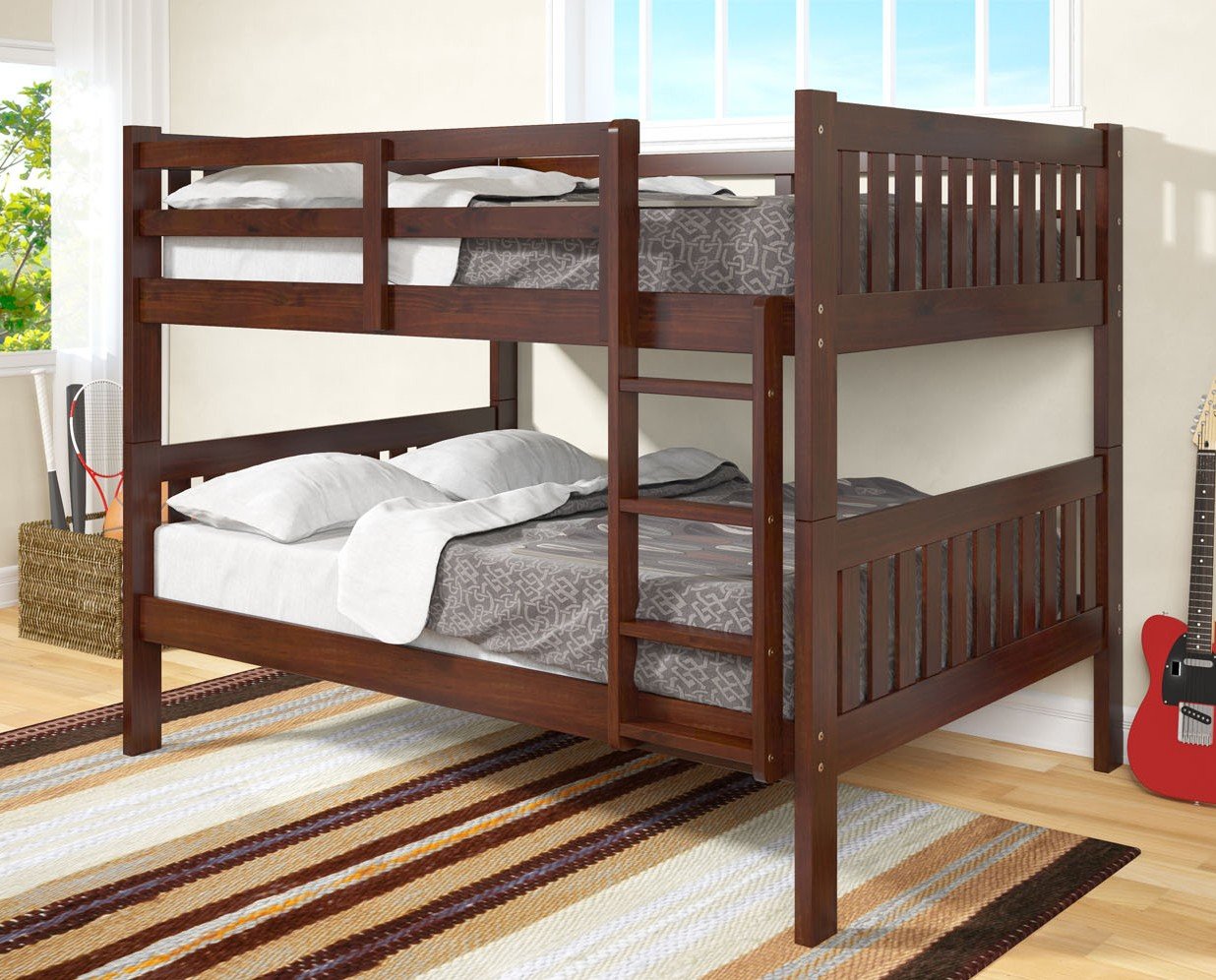 Dark Cappuccino Twin over Twin Bunkbed