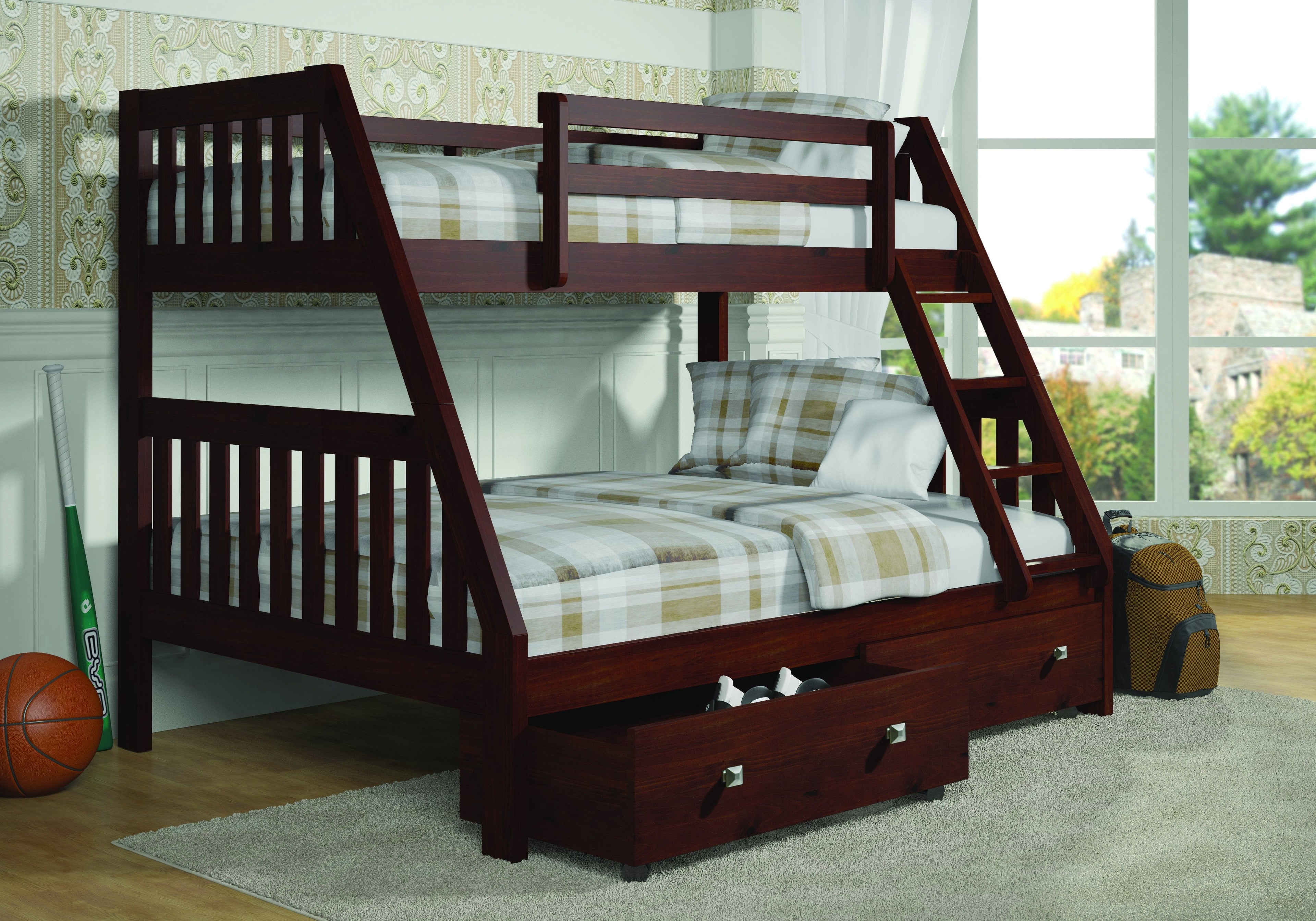 Dark Cappuccino Twin over Full Drawer Bunkbed