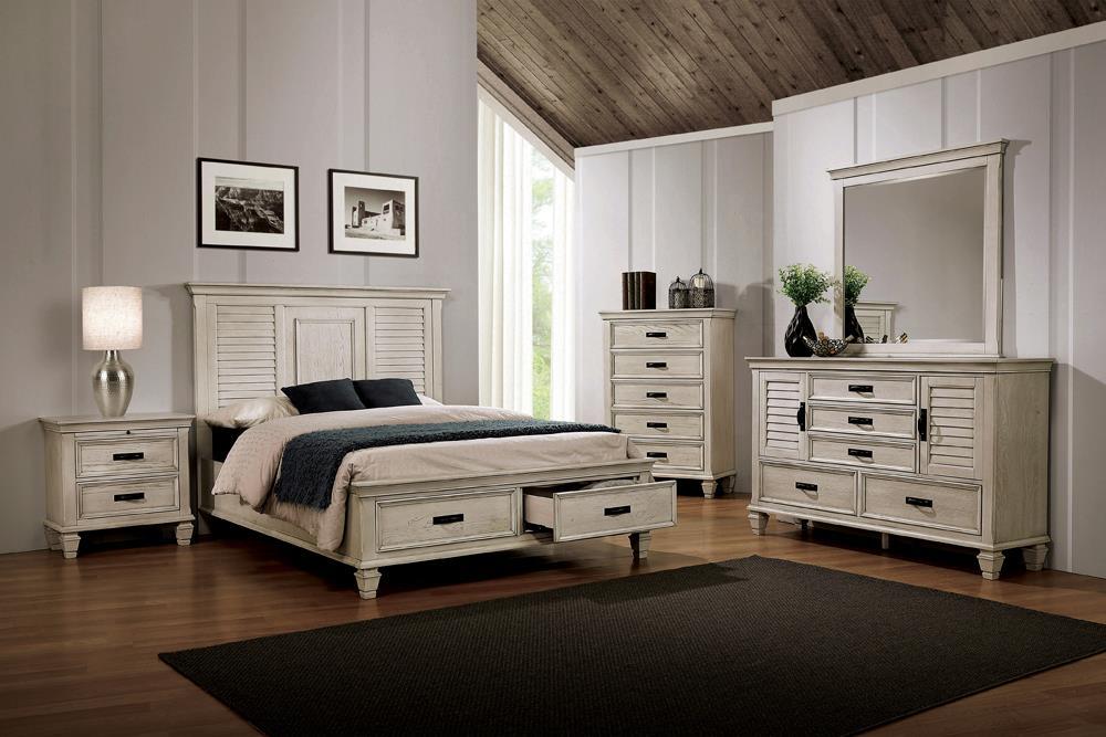 French Bungalow Storage Drawer Queen Bedroom Set