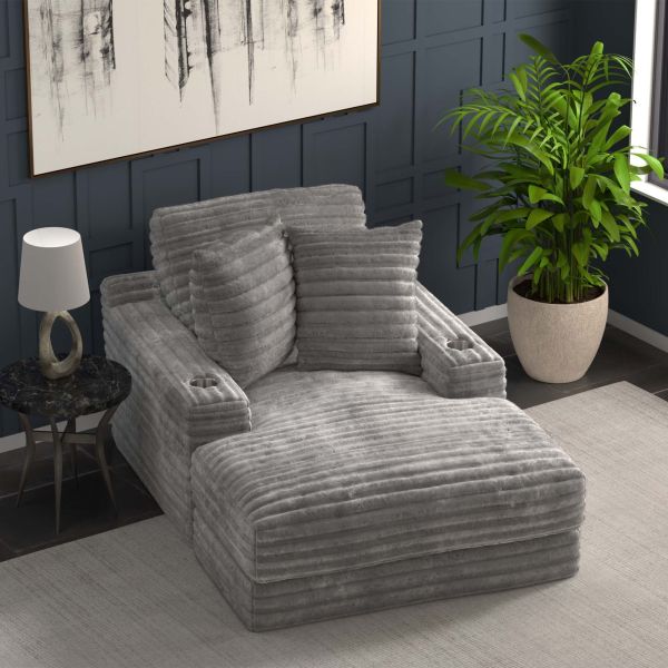 Moonstruck Gray Double Seating Chaise