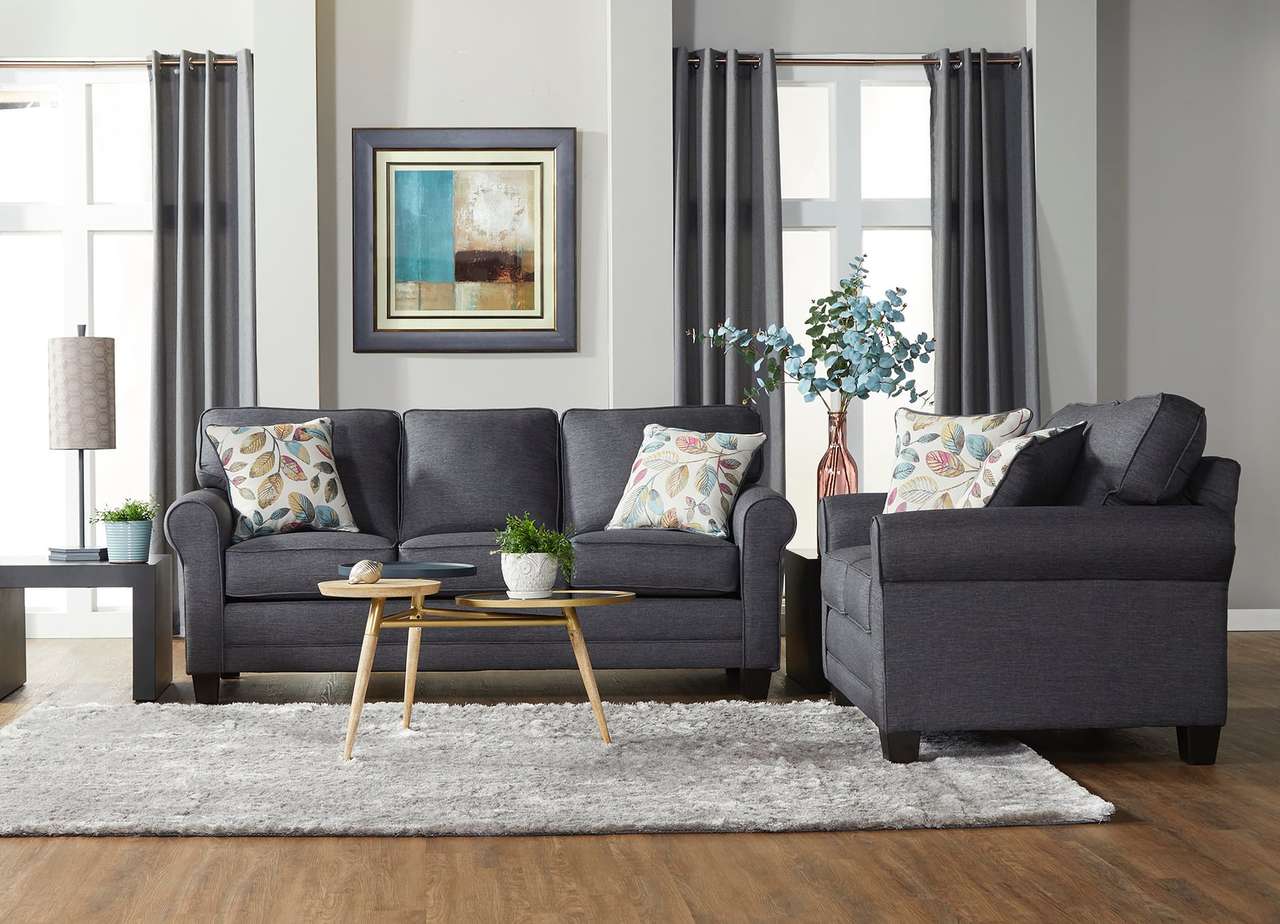 Jitterbug Charcoal Gray Sofa and Loveseat