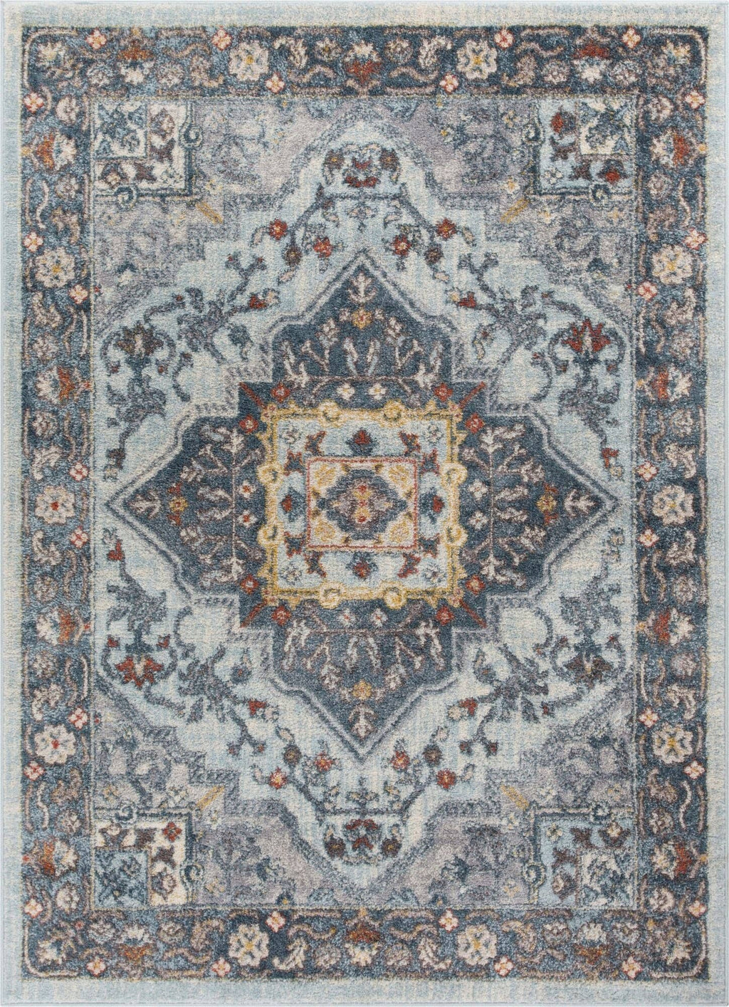Cleo Blue Modern Vintage Rug: 5'3 x 7'3