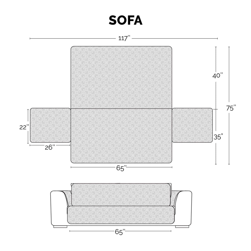 Non-Skid Back Waterproof Furniture Protector: Sofa / Gray
