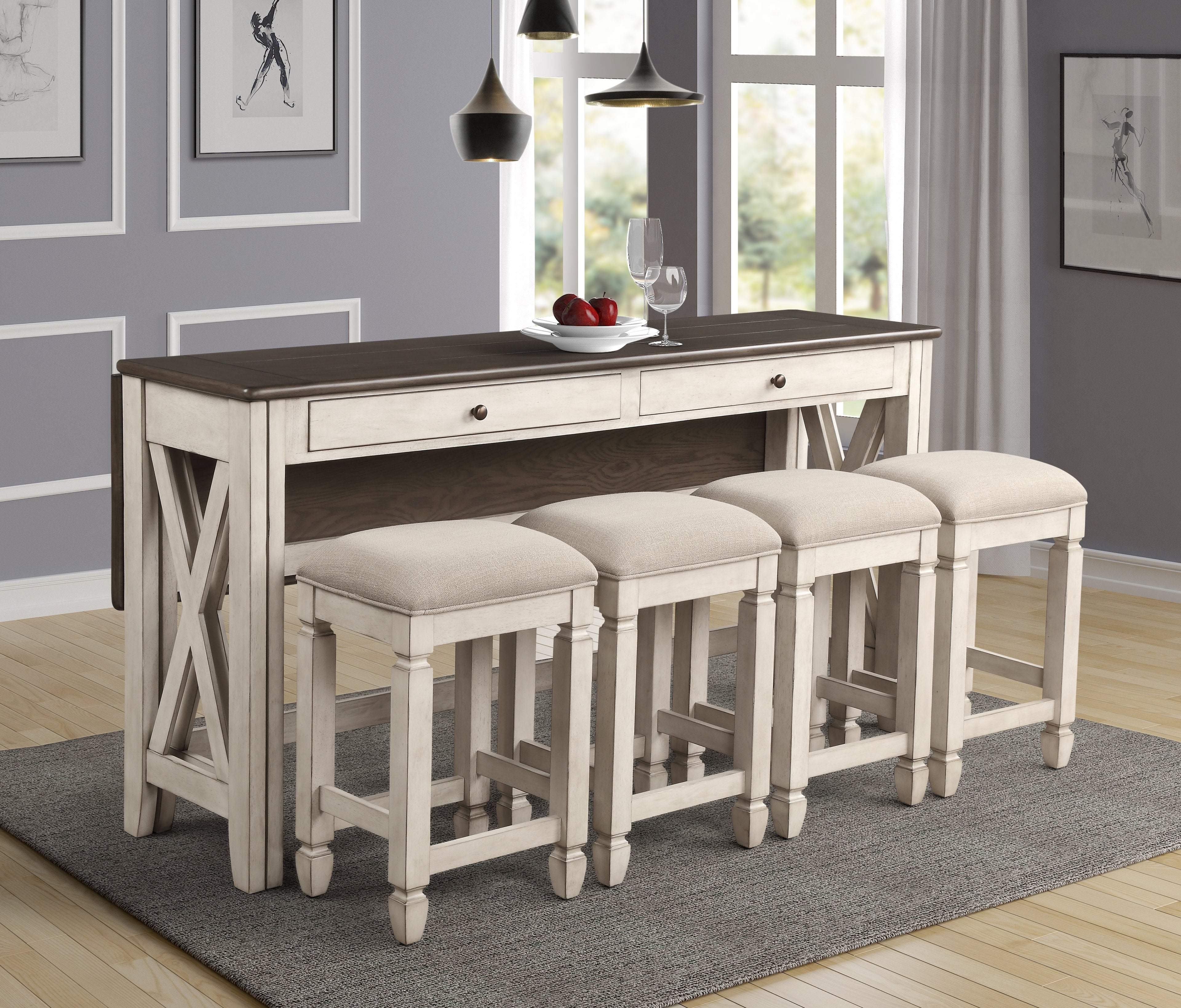 Farmhouse Almond Drop Leaf Dining Set