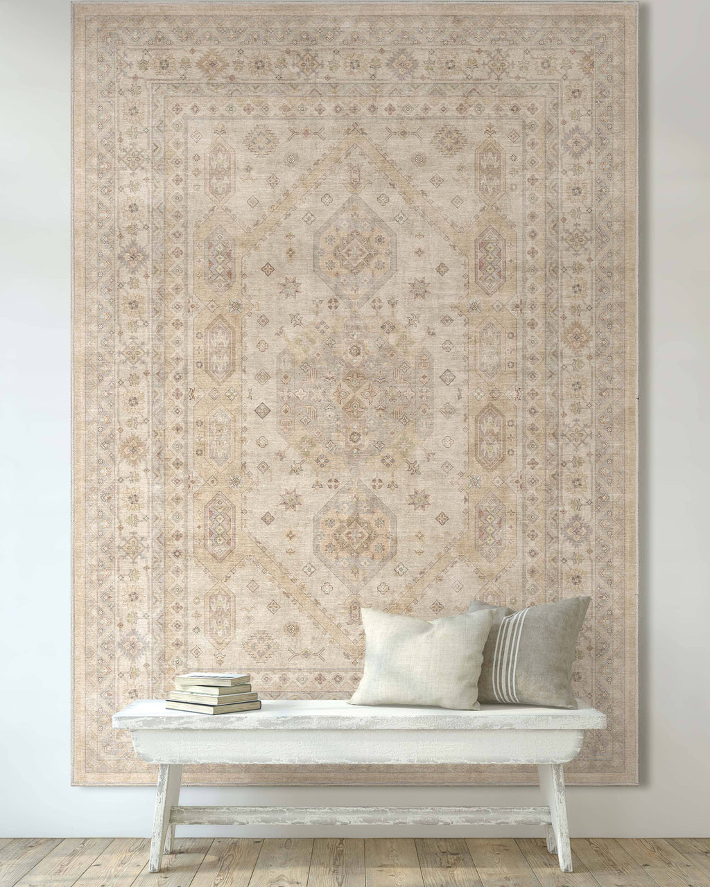 Nicosia Vintage Tribal Medallion Beige Flat-Weave Rug: Rectangular / 9'10 x 13'