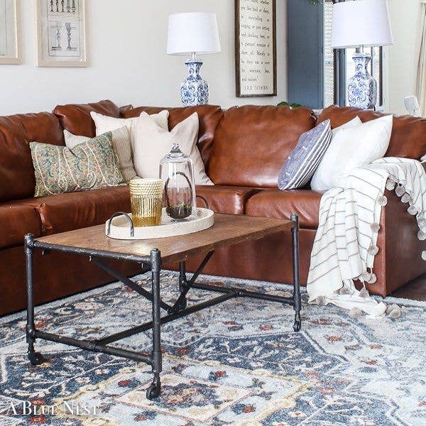 Cleo Blue Modern Vintage Rug: 5'3 x 7'3