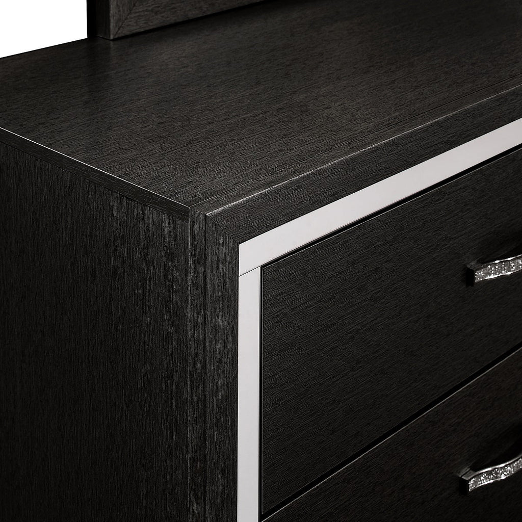 Huxley Contemporary Glam Black Queen Bedroom Set