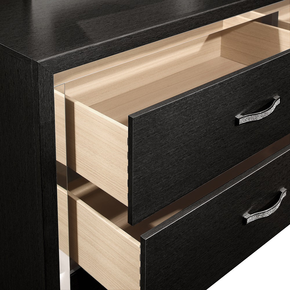 Huxley Contemporary Glam Black Queen Bedroom Set