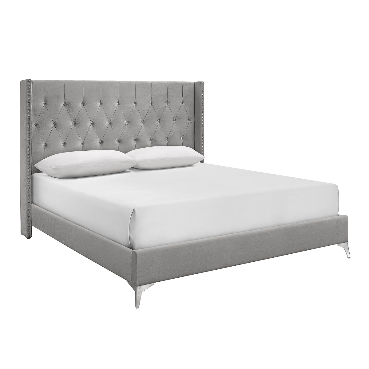 Huxley Contemporary Glam Gray Queen Bedroom Set