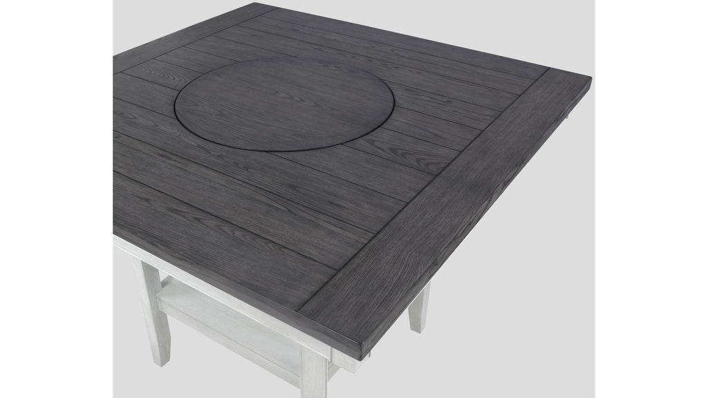 Chalk White & Gray Lazy Susan Counter Dining Set
