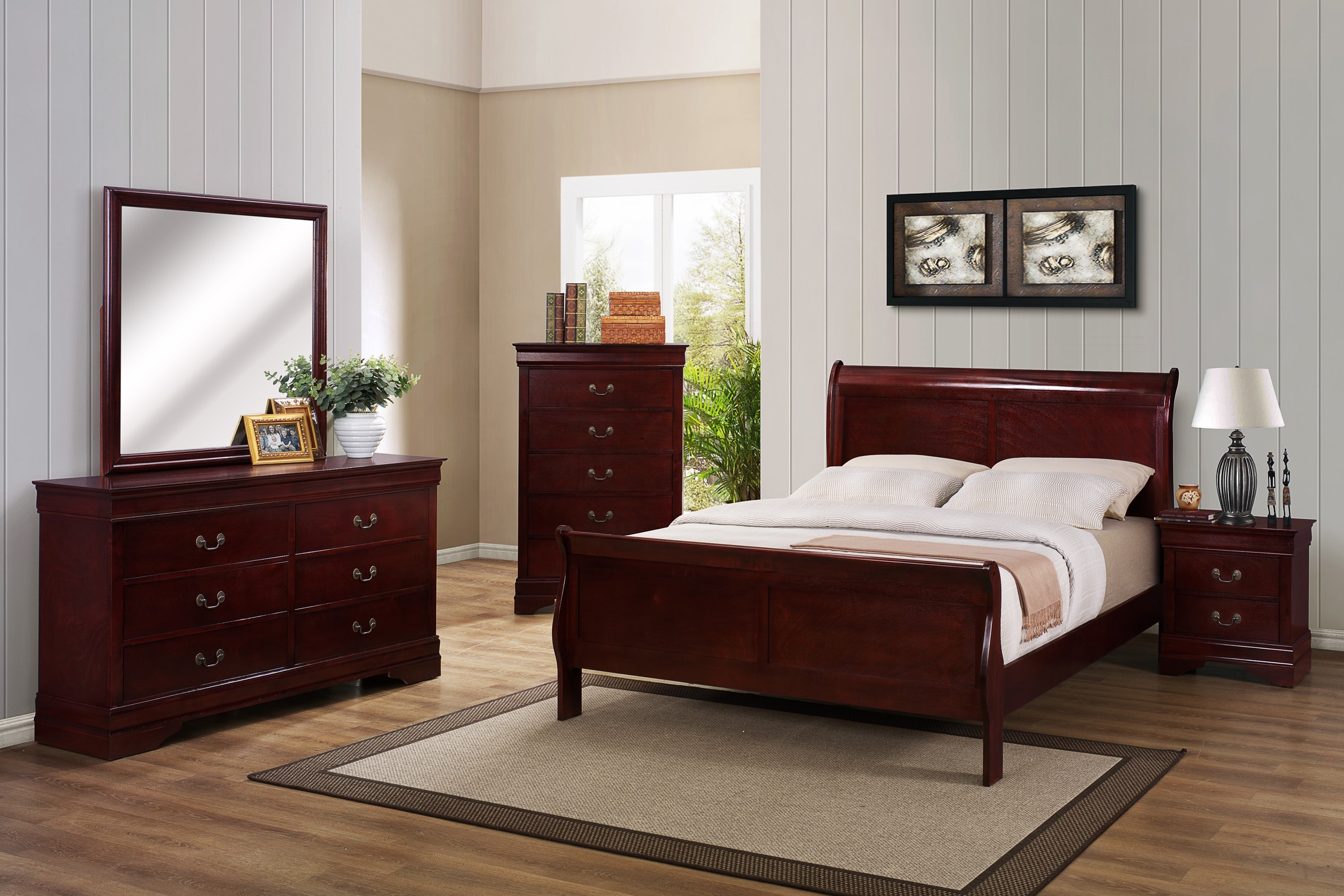 Cherry Queen Sleigh Bedroom Set