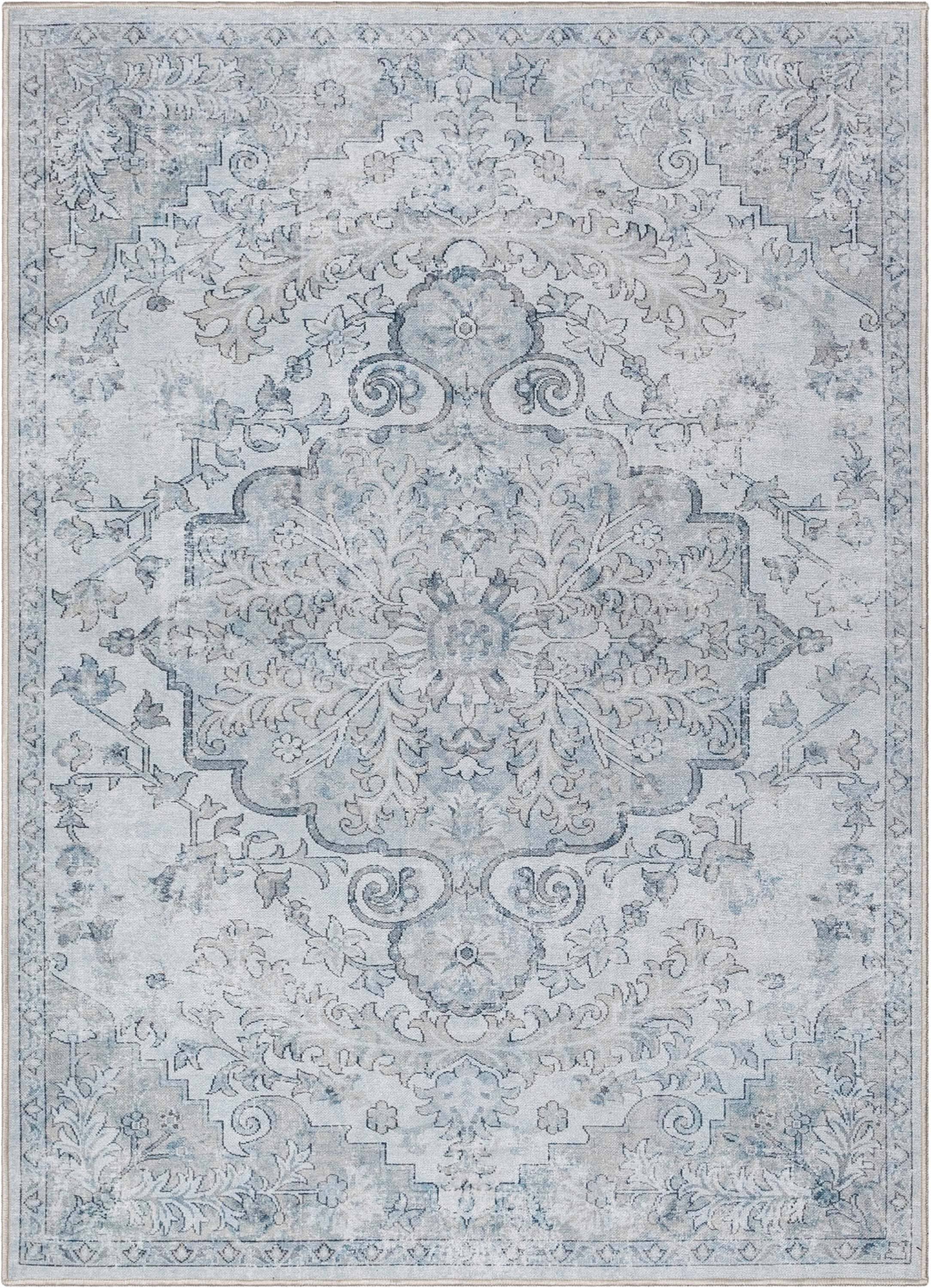 Blythe Vintage Bohemian Medallion Beige Flat-Weave Rug: 7'7 x 9'10